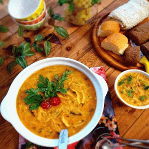 Saffron chicken noodle soup